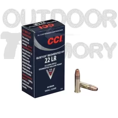 CCI Quiet Ammo 22LR Subsonic 40gr Segmented Lead HP – Box Of 50