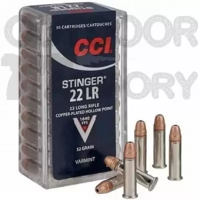 CCI Stinger Ammo 22LR 32gr Plated Lead HP – 500 Rounds