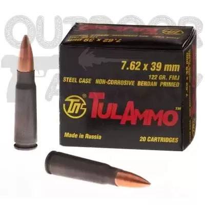 TulAmmo 7.62 x 39mm Full-Metal Jacket 122-Grain Centerfire Rifle Ammunition