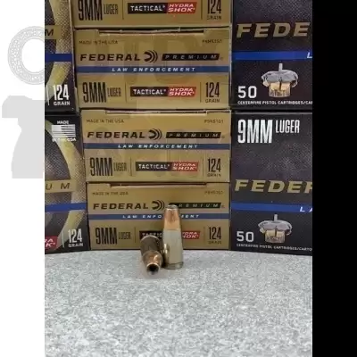 250 Rounds Federal Hydra-Shok 9MM 124 Grain Hollow Point