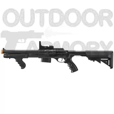 Spring Powered Pump Action M0681D Airsoft Shotgun, Black