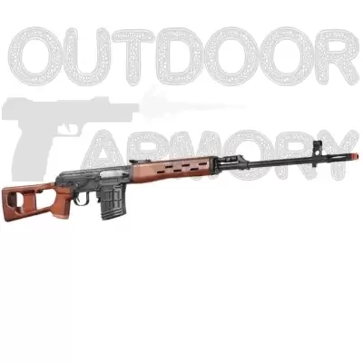  LCT SVD Dragunov Electric Airsoft Sniper Rifle w/ Real Wood Furniture, Wood/Black
