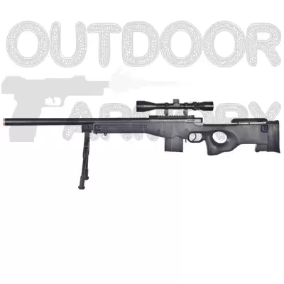  WELL L96 AWS Bolt Action Airsoft Rifle with Bipod and Scope, Black
